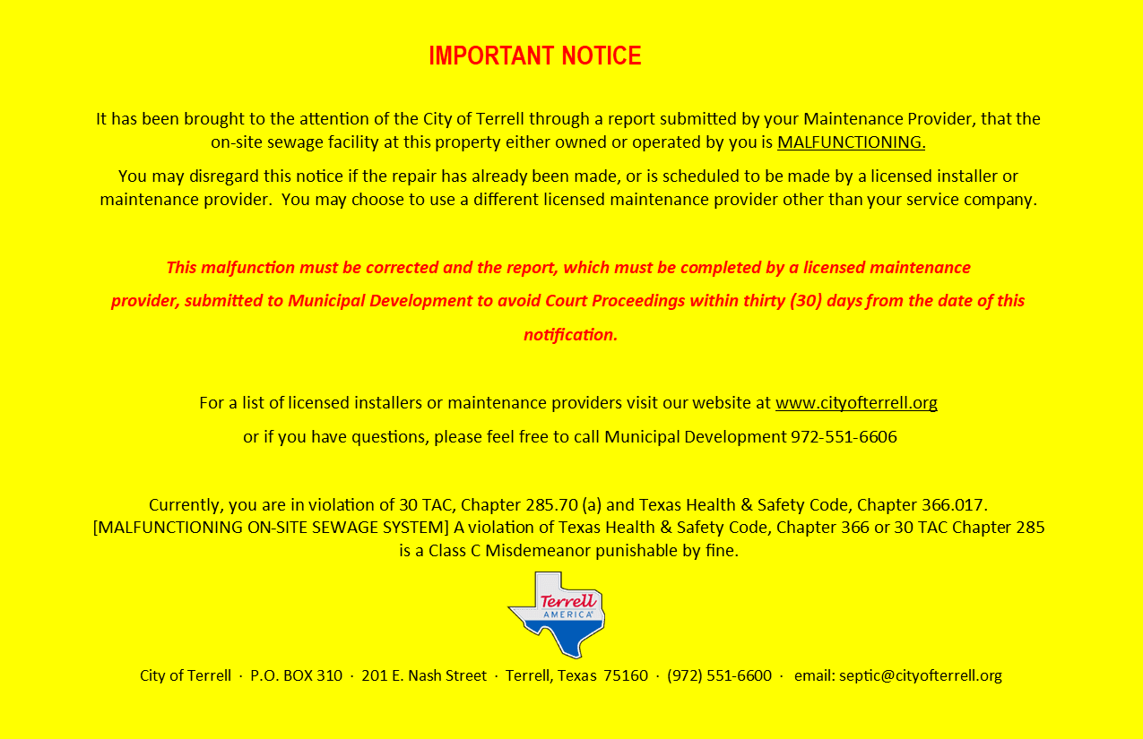 OSSF Notice Postcard