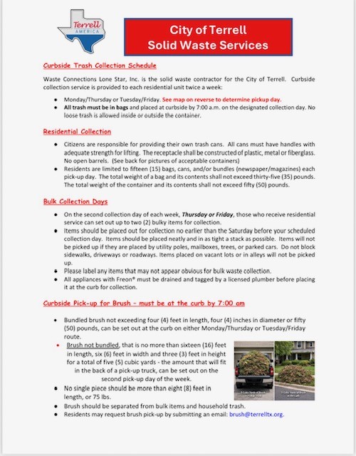 Solid Waste Collection Flyer (English)